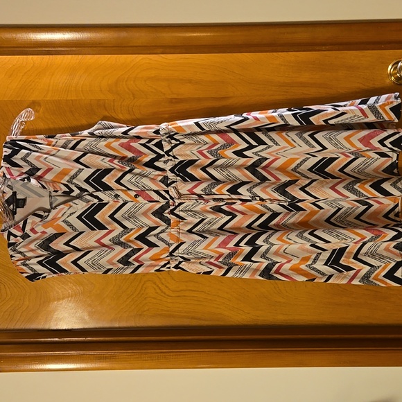 Sleeveless dress - pink, black, peach on white - Picture 1 of 4